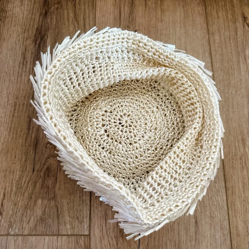 VTG 50's‎ Women's White Cream Straw Woven Hat Summer Wedding